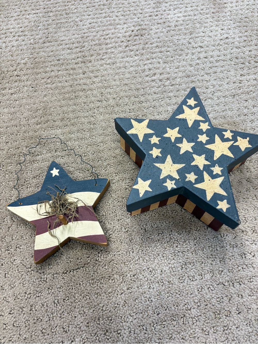 Hand Crafted Star Wall Hanger and Hand Painted Star Box Rustic